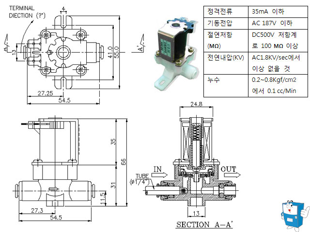 수도밸브 AC220V (삼보) X-100
